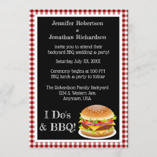 I Do BBQ en Red Gingham Hamburger Casual bruiloft Kaart