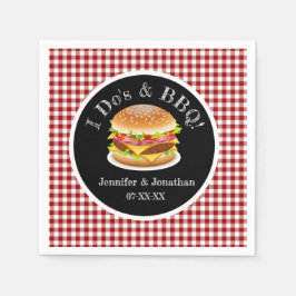 I Do BBQ en Red Gingham Hamburger Casual bruiloft Servet