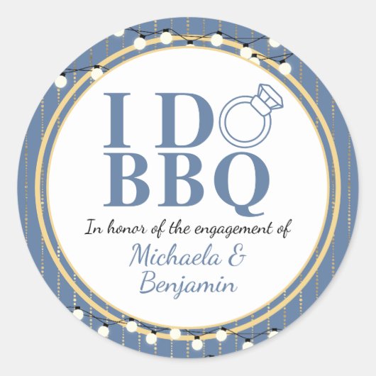 I Do BBQ Engagement Party Couples Shower Ronde Sticker (Voorkant)