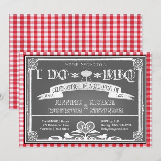 I Do BBQ Engagement Party Kaart (Voorkant / Achterkant)