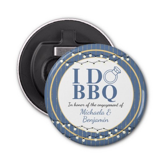 I Do BBQ Engagement Party-koppels - Favor Button Flesopener (Voorkant)