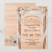 I DO BBQ Engagement Party Modern Hout Bloemen Kaart (Voorkant / Achterkant)