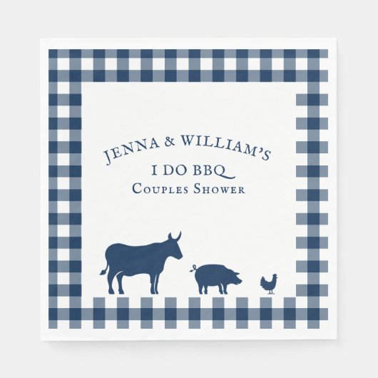 I Do BBQ  Farmhouse Navy Blue Pset Servet (Voorkant)