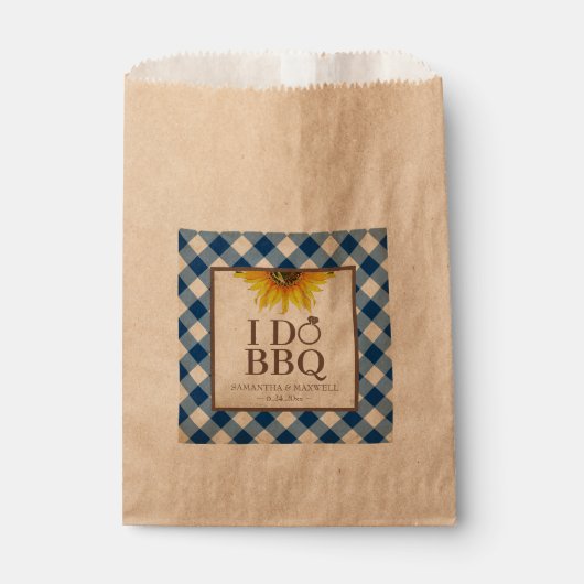 I Do BBQ Gingham and Sunflower Bedankzakje (Voorkant)