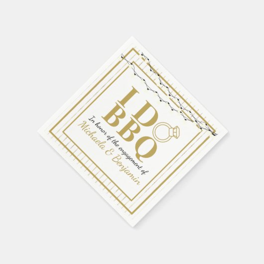 I Do BBQ Gold Engagement Party Couples Shower Servet (Hoek)