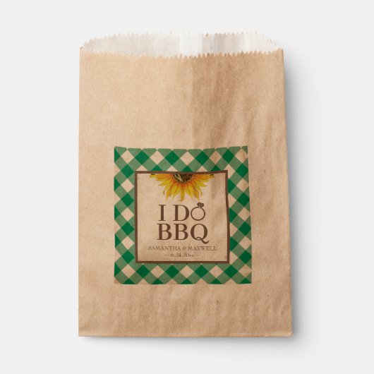 I Do BBQ Green Gingham and Sunflower Bedankzakje (Voorkant)