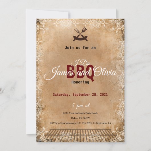 I Do BBQ Invitation, Couples Shower Engagement  Kaart (Voorkant)