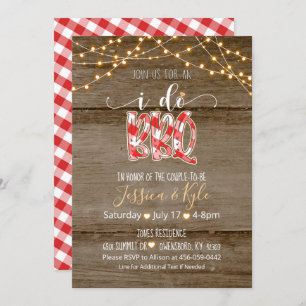 I Do BBQ Invitation - Rustic Gingham Kaart