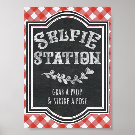 I Do BBQ Koppel Verloving Feest Selfie Station Poster (Voorkant)