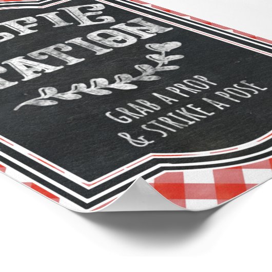 I Do BBQ Koppel Verloving Feest Selfie Station Poster (Hoek)