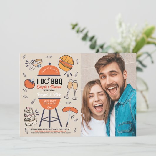 I DO BBQ Koppels Bruiloft Feest Tuin Kaart (Staand voorkant)