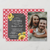 I DO BBQ Koppels Bruiloft Zonnebloem Rood Foto  Kaart (Voorkant / Achterkant)