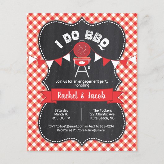 I DO BBQ Koppels Douche Red Gingham op Chalkboard (Voorkant)