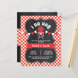 I DO BBQ Koppels Douche Red Gingham op Chalkboard