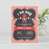 I DO BBQ Koppels Douche Red Gingham op Chalkboard Kaart (Staand voorkant)
