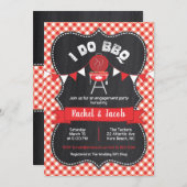 I DO BBQ Koppels Douche Red Gingham op Chalkboard Kaart (Voorkant / Achterkant)