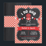 I DO BBQ Koppels Douche Red Gingham op Chalkboard Kaart<br><div class="desc">Dit "I DO BBQ" ontwerp heeft een schattige kleine barbecue grill op een rode gingham en krijtbord achtergrond. Klik op de knop Aanpassen voor meer opties voor het toevoegen van uw eigen aangepaste tekst! Variaties van dit ontwerp, extra kleuren en coördinerende producten zijn beschikbaar in onze winkel, zazzle.com/doodlelulu*. Neem contact...</div>