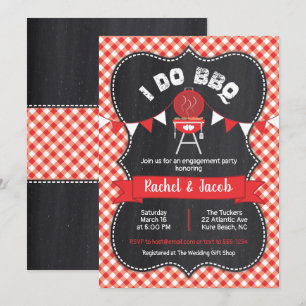 I DO BBQ Koppels Douche Red Gingham op Chalkboard Kaart