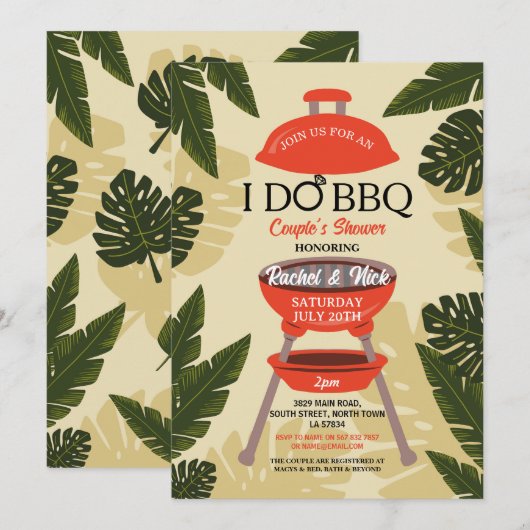 I DO BBQ Koppels Douche Tuin Yard Bladeren Kaart (Voorkant / Achterkant)