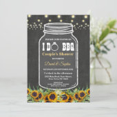 I DO BBQ Mason Jar Chalkboard Couples Shower Kaart (Staand voorkant)
