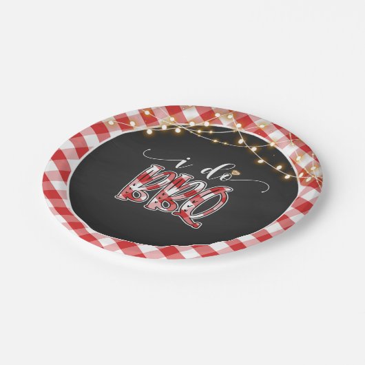 I Do BBQ Paper Bord - Gingham (Gekanteld)