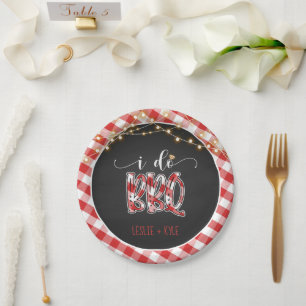 I Do BBQ Paper Bord - Gingham - Custom