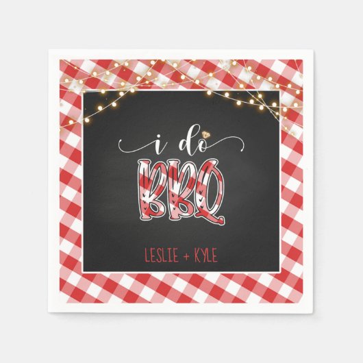 I Do BBQ Paper Napkin - Gingham - Custom Servet (Voorkant)