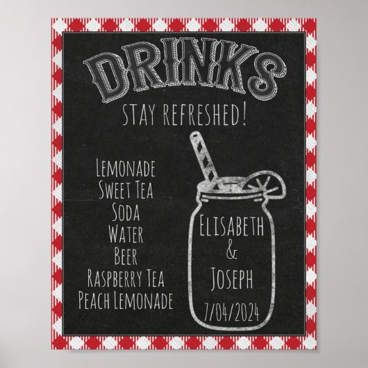 I Do BBQ Party Drinken & Beverage Bar Sign. Poster (Voorkant)