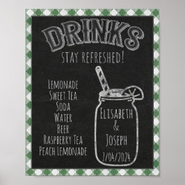 I Do BBQ Party Green Drinken & Beverage Bar Sign Poster