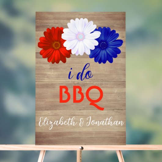 I Do BBQ Patriotic Floral Acryl Bord (Neutraal)