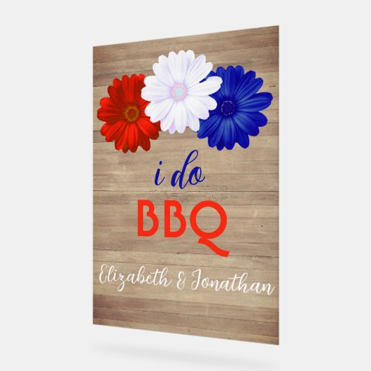 I Do BBQ Patriotic Floral Acryl Bord (Hoek)