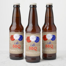 I Do BBQ Patriotic Floral Bier Etiket