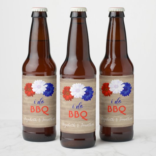 I Do BBQ Patriotic Floral Bier Etiket (Flessen)