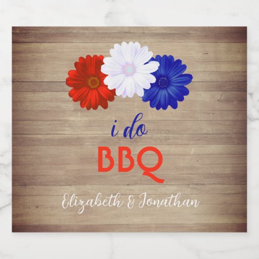 I Do BBQ Patriotic Floral Bier Etiket (Enkel label)