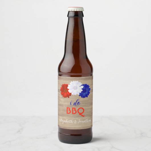 I Do BBQ Patriotic Floral Bier Etiket (Voorkant)