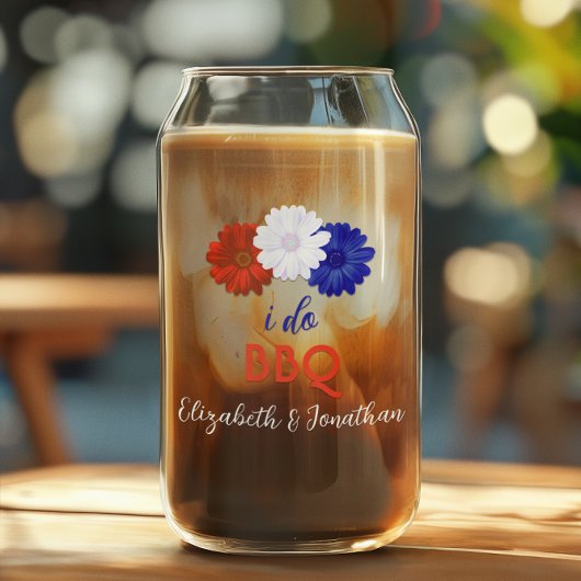 I Do BBQ Patriotic Floral Blikvorm Glas