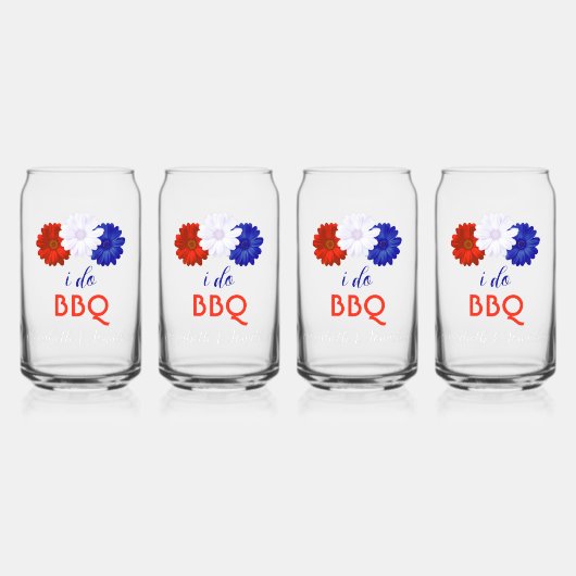 I Do BBQ Patriotic Floral Blikvorm Glas (Voorkant)