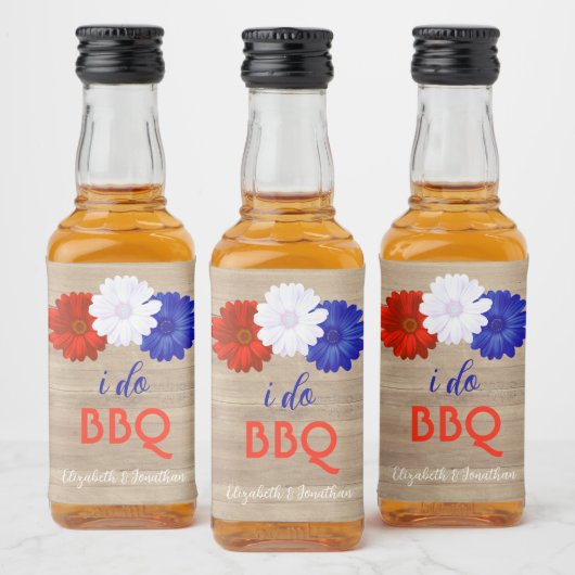 I Do BBQ Patriotic Floral Likeurfles Etiket (Flessen)