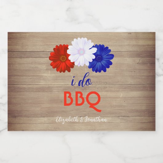 I Do BBQ Patriotic Floral Likeurfles Etiket (Enkel label)