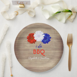 I Do BBQ Patriotic Floral Papieren Bordje