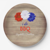 I Do BBQ Patriotic Floral Papieren Bordje (Voorkant)