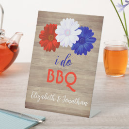 I Do BBQ Patriotic Floral Reclamebord Met Voetstuk