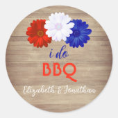 I Do BBQ Patriotic Floral Ronde Sticker (Voorkant)