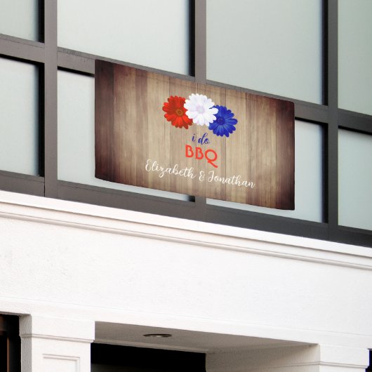 I Do BBQ Patriotic Floral Spandoek (Buitenkant Gebouw)