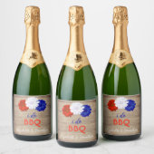I Do BBQ Patriotic Floral Sparkling Wijnetiket (Flessen)