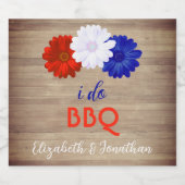 I Do BBQ Patriotic Floral Sparkling Wijnetiket (Enkel label)