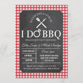 I DO BBQ Red Chalk Party Verloving Uitnodiging