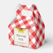 I Do BBQ Red Gingham Sunflower Favor Box Bedankdoosjes (Voorkant Zijde)