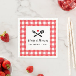 I Do BBQ Red Picnic Couples Name Servet