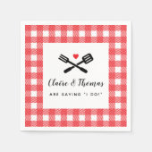 I Do BBQ Red Picnic Couples Name Servet (Voorkant)
